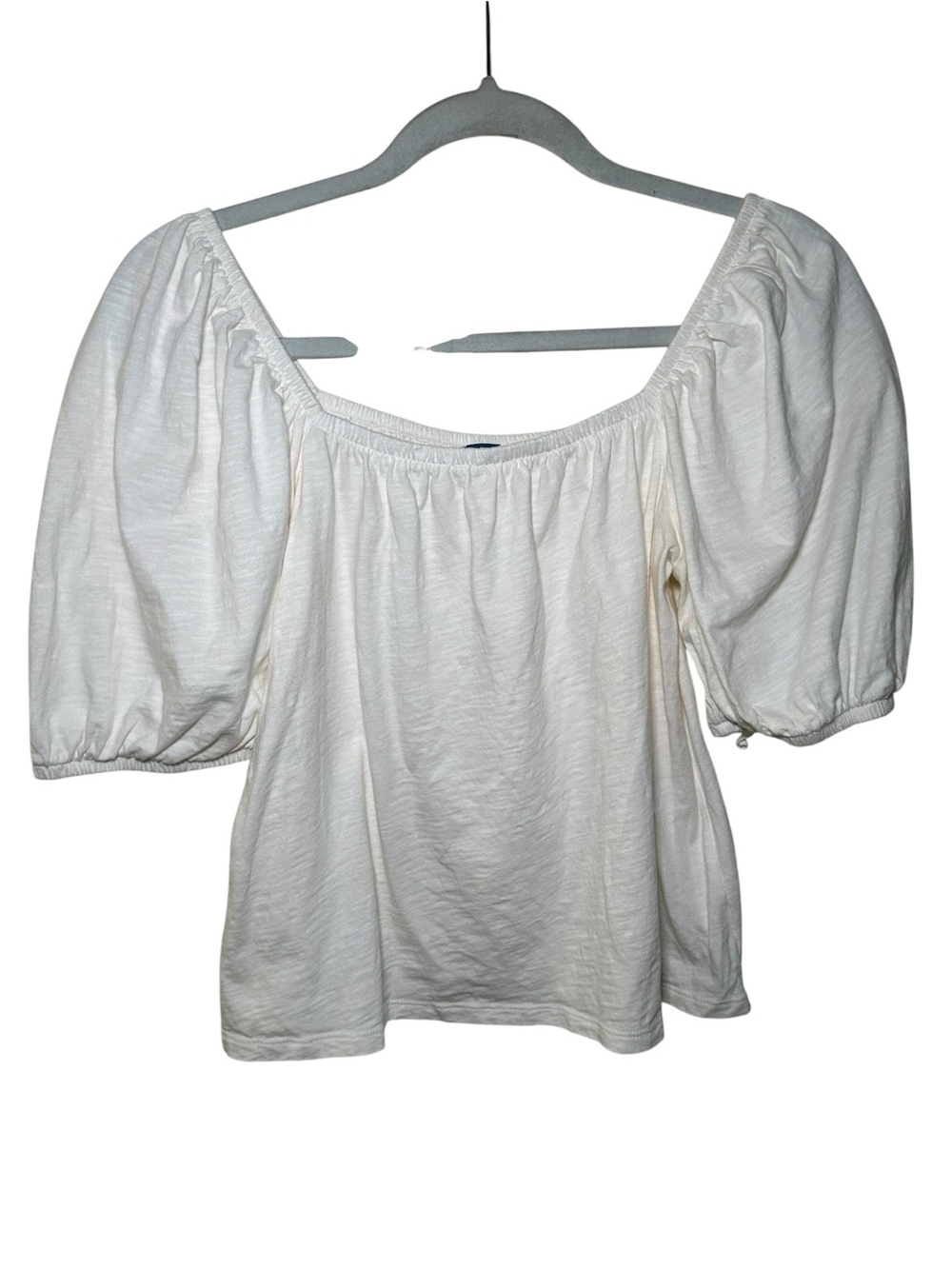 Old Navy Women's White Off-Shoulder Puff Sleeve Top Medium Fall Casual Milkmaid